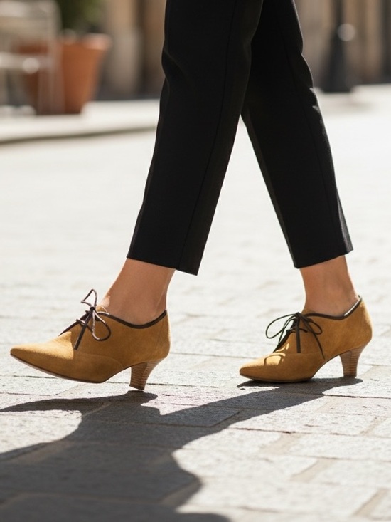 Marc The Art of Walking Shoes - Marc Art of Walking Tan Suede Leather Lace-Up Pointy Toe Heels Sz 9